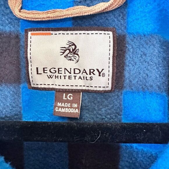 Legendary Whitetails Blue & Black Fleece Flannel Shirt Size Large - Picture 4 of 6